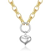 Aobei Pearl 18K Gold Plated Moon Star Lion Evil Eye Love Heart Cross Pendant Necklace Medallion Paperclip Chian Choker Layering Jewery for Women