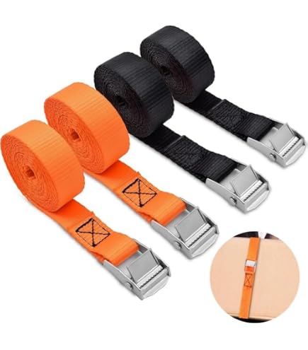 Sangles D'arrimage Fasty – 4 Sangles à Boucle Cam, Résistance 400kg, Nylon, 1″ X 8ft