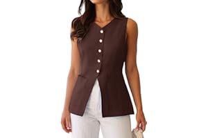 BNOOUIL Summer Blazer Suit Vest for Women Business Casual Sleeveless Button Down V Neck Tops Trendy 2025 Waistcoat