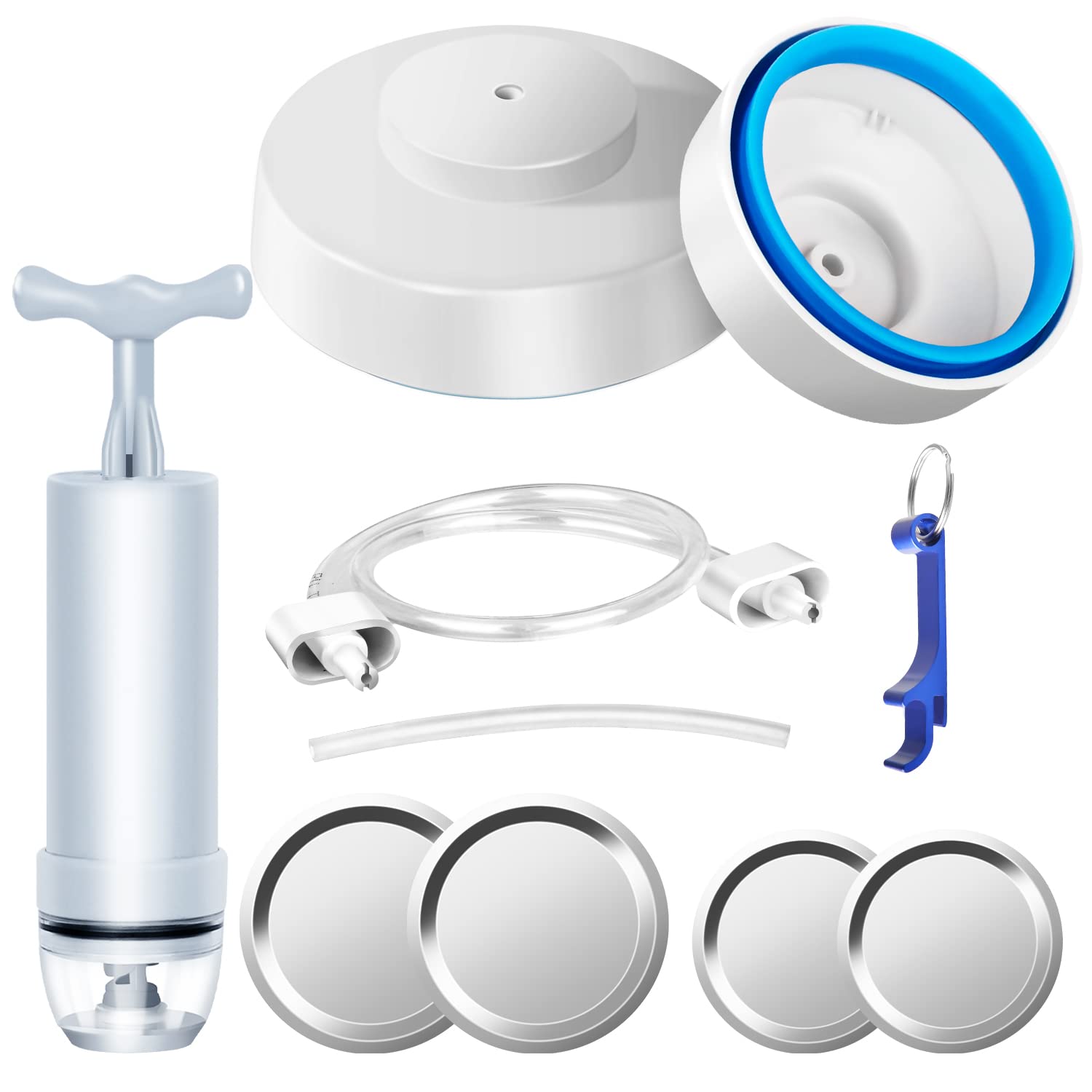 RECAT Mason Jar Vacuum Sealer Kit with Accessory Hose for Wide and Regular Mouth Jars, Manual Portable Vacuum Pump and Lid Opener