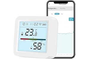 DOSILKC Smart WiFi Thermometer Hygrometer, Indoor Room Digital Temperature Humidity Sensor with APP Notification Alert, Data Storage, LCD Backlight, WiFi Thermometer Monitor Meter for Home Greenhouse Garage