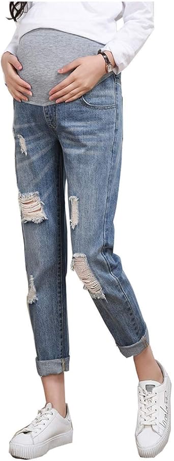 JIMYICLR Umstandsjeans Damen - Dehnbar Mit Hohem Bund über Dem Bauch