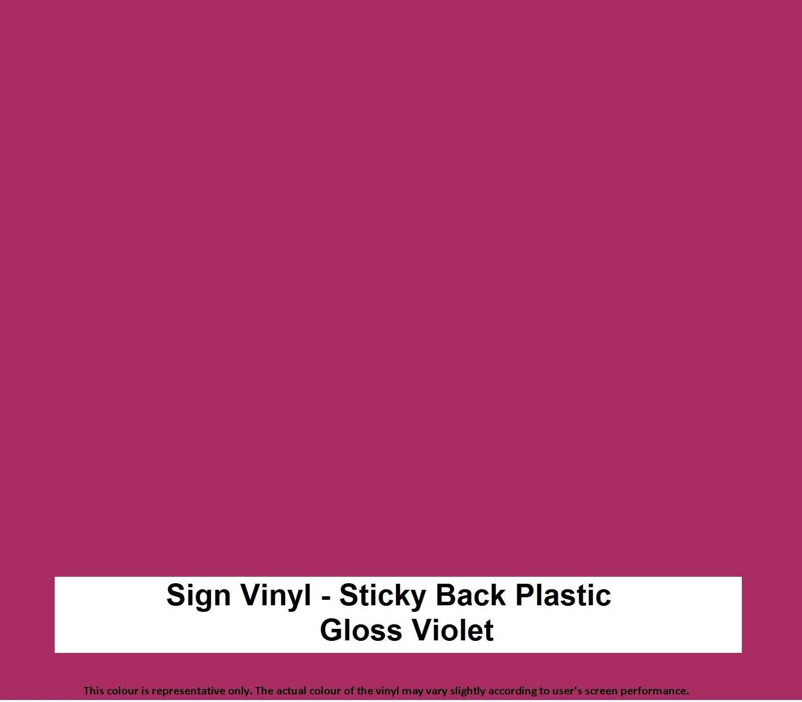 5 Metre x 610MM Roll of Gloss Violet Sticky Back Plastic Self Adhesive Vinyl Sign Making Quality. This Product is Available in 33 Colours Gloss or MATT Finish. Like Fablon. Suit Wall Art