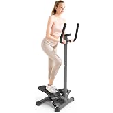 leikefitness Premium Portable Twist Stair Stepper Adjustable Resistance, Twisting Step Fitness Machine with Handbar and LCD Monitor (ST6619-Black)