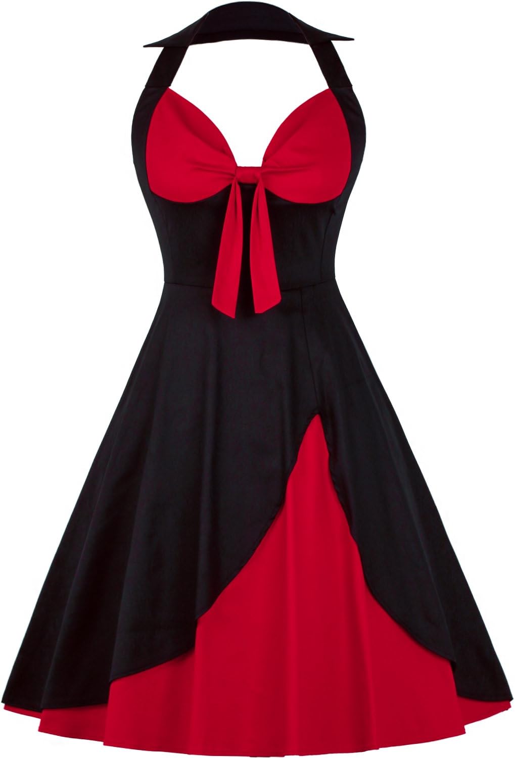 OLADY Women's Vintage 1950s Halter Floral Rockabilly Audrey Cocktail Swing Dress