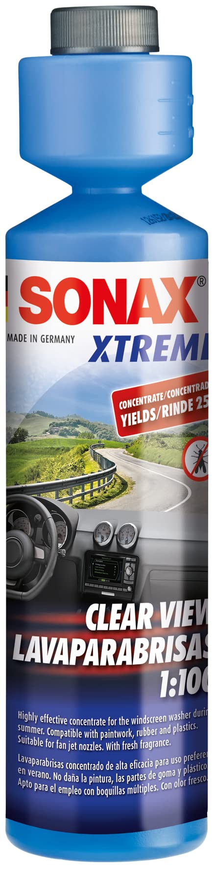 XTREME CLEAR VIEW 1:100 (250 ml) - Highly effective concentrate for the windscreen washer during summer. Compatible with paintwork, rubber and plastics. | Item-No. 02711410-544