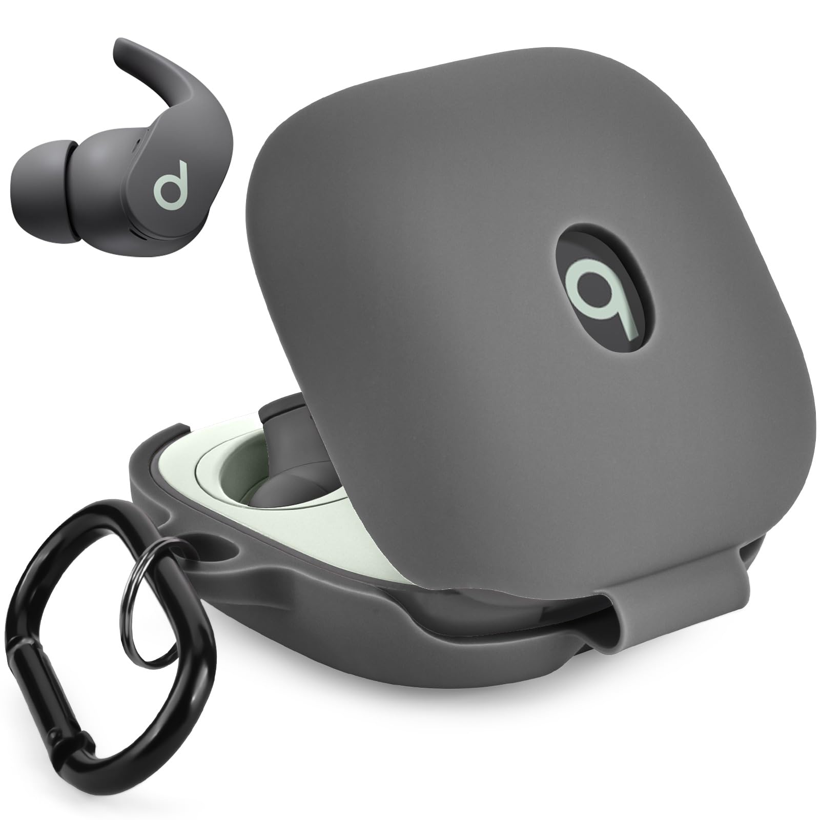 Photo 1 of VISOOM Soft Case for Apple Beats Fit Pro 2021 Silicone Protective Cover with Keychain - Gray