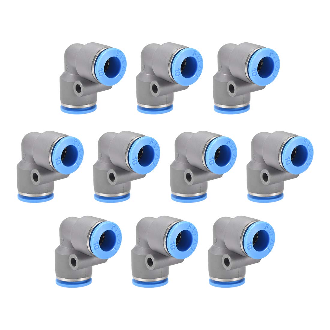 sourcing map Elbow Push to Connect Air Fittings 10mm Tube OD Pneumatic Quick Release Connectors Grey 10Pcs