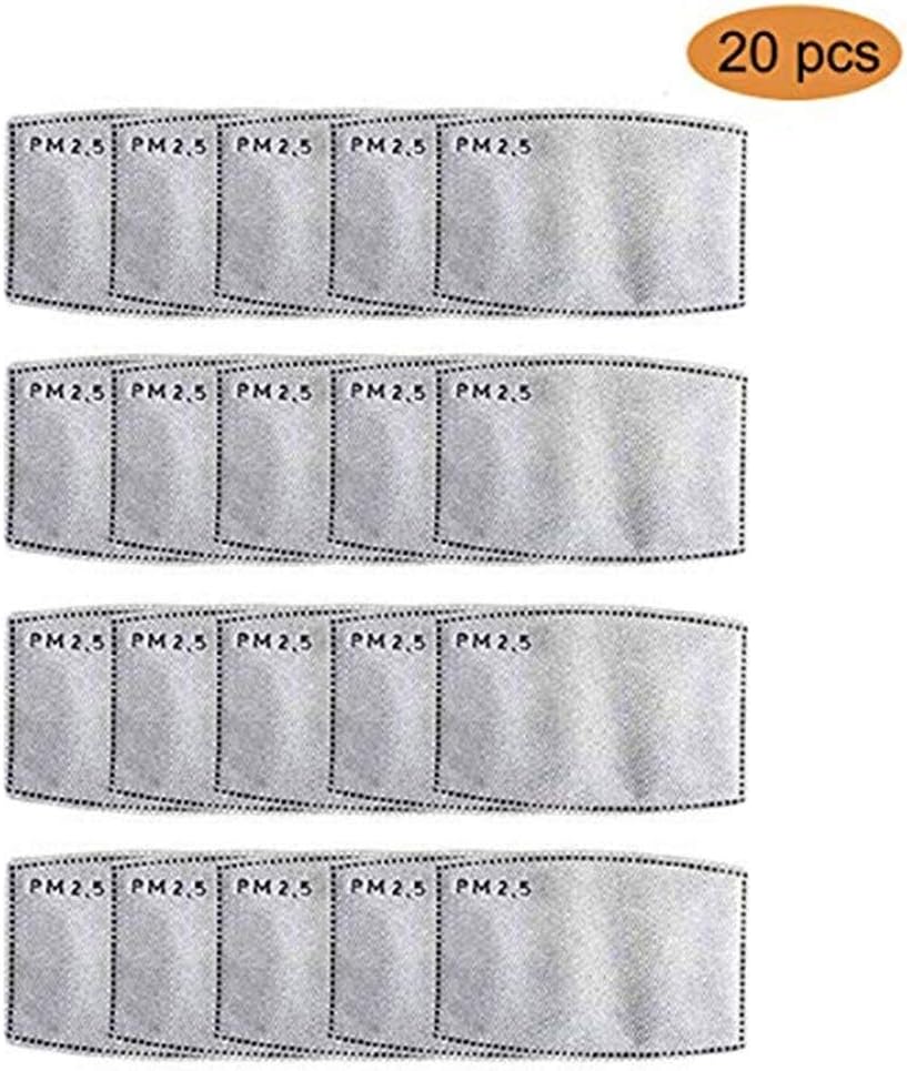 20 Pcs Adult PM2.5 Activated Carbon Filter Mask Filters Breathing Insert Protective Mouth Mask Filter