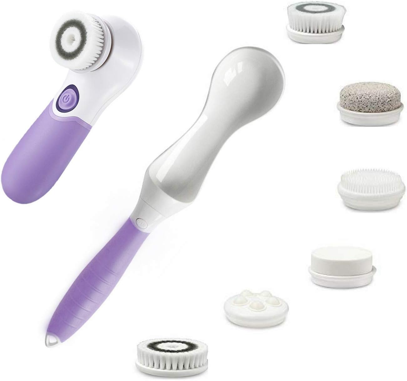 Jaydam Facial and Body Cleansing Kit 7-in-1 Facial Brush Electric Scrubber Men Women Exfoliator Waterproof Remove Blackhead Massaging Detachable Long Handle