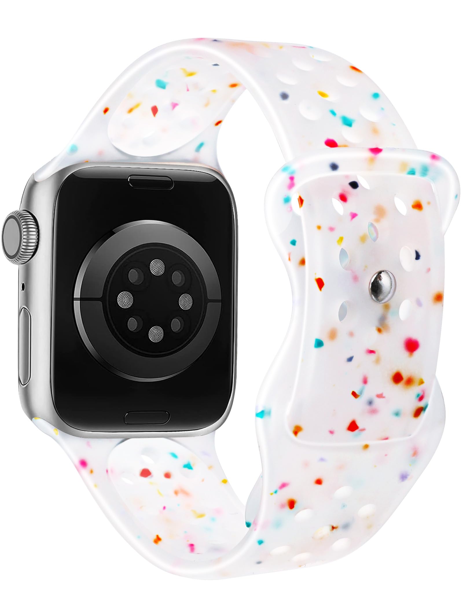 W-RARA Sport Band Compatible with Apple Watch Band 42/44/45/46/49mm for Women Men, Recycled Plastic - Soft Breathable Strap for iWatch Series 11 10 9 8 7 6 5 4 Ultra SE 3 2 1, Transparent