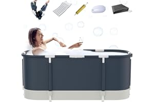 Portable Bathtub For Shower Stall, Large 45.3 inch Foldable Soaking Bathing Tub for Adults, Separate Family Bathroom Japanese
