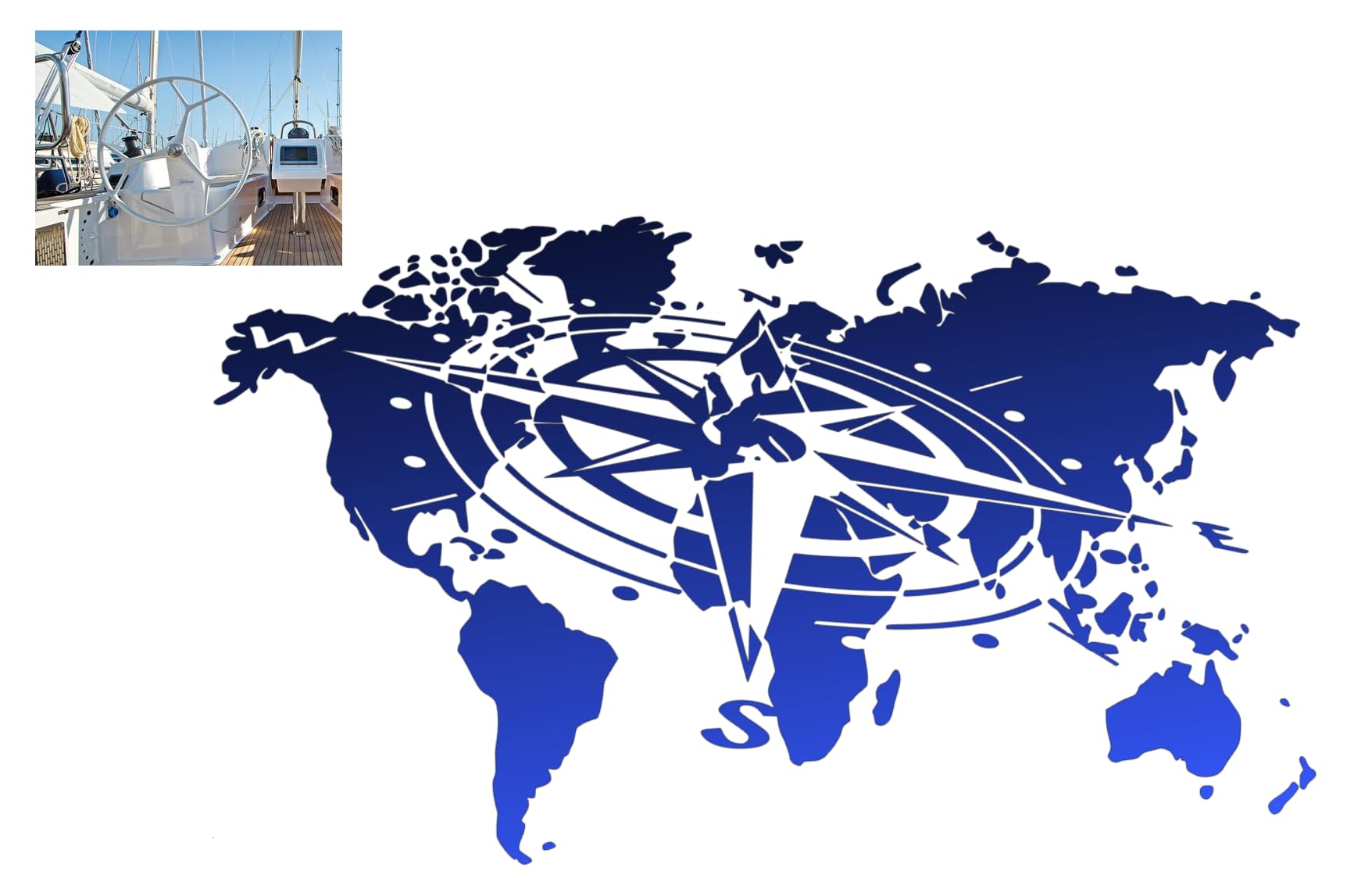 Generisch Compass Sticker for Outdoor and Indoor (9 cm, Blue 9/2) - Waterproof, UV-Resistant — image 1