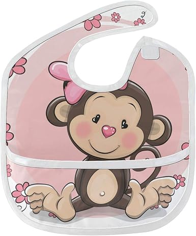 Baberos De Comida Para Bebes Mono Lindo De Dibujos Animados Mancha Blanda Personalizada Alimentacion Del Bebe Baberos De Baba De Goteo Eructo Para Bebes 6 24 Meses Mono Lindo De Dibujos Animados Amazon Es