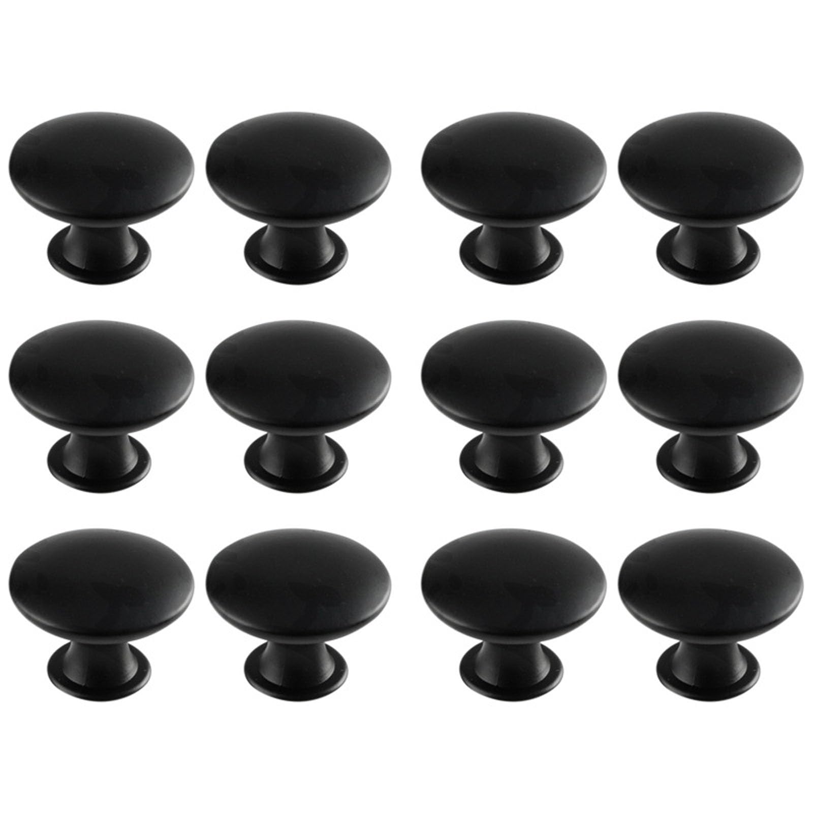 Beilala Black Knobs for Chest of Drawers, 12 Pack Vintage Kitchen Cabinet Pulls Round Metal Cupboard Door Handles with Screws for Furniture Dresser Wardrobe, 30x21mm — image 1