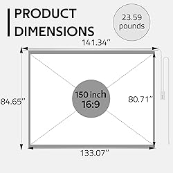 YODOLLA 150" Projector Screen Motorized 16:9, 4K HD