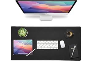 Vine Creations Leather Desk Protector, Non Slip 32" x 17" Office Desk Mat (Black)
