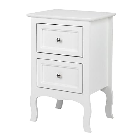 2 Drawer Nightstand Tall End Table Storage Cabinet Bedroom Side Storage Nightstands Home Garden