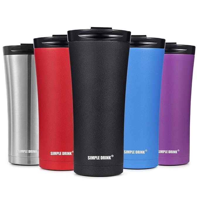 Simple Drink Classic Insulated Travel Coffee Mug (16 oz) Stainless