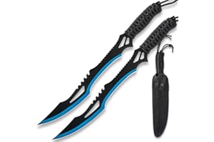 BUDK Guardian Twin Machete Set with Sheath | 11” Stainless Steel Blades | Red and Black Finish | Paracord Wrapped Handles | Includes Nylon Sheath with Adjustable Shoulder Strap | 17 1/2” Overall