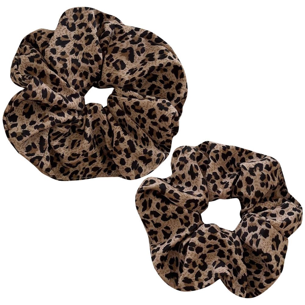 AMOR SPES 2PCS Big Small Leopard Print Hair Scrunchies Set for Women Hair Bands Hair Tie Hair Rope Headband Hair Accessories (B) — image 1