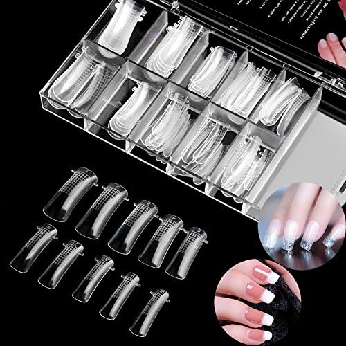 100PCS Clear Dual Nail System Form Full Cover Acrylic Nail Mold For UV Nail Art with Scale (Nail Mold#1)