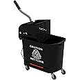 HOMCOM Mop Bucket with Wringer on Wheels for Floor Cleaning, 21 Quart, Separate Dirty and Clean Water, Black