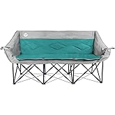 Northroad 3 Person Camping Chair Oversized 900 Lbs Outdoor Lawn Loveseat Chair Padded Folding Chairs for Adults Heavy Duty Soccer Chair w/Cup & Wine Glass Holder for Outside Picnic, Beach, Sports