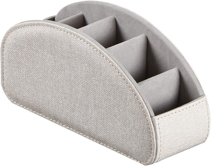 TV Remote Control Stand with 5 compartments, Pu Leather Remote Control Box/Tray Bedside Table Desk, DVD/CD/Blu-ray/Media Player, Storage Controller and Cosmetic Office Supplies (Beige) : Office Products