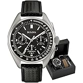 Bulova Men's Archive Series Lunar Pilot 6-Hand Chronograph High Performance Quartz Stainless Steel and Black Nylon Strap Watc