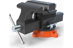VEVOR Bench Vise, 6.5" Jaw Width 6.5" Forward &9.3" Reverse Opening, 360-Degree Swivel Locking Base Multipurpose Workbench w/Anvil, Heavy Duty Ductile Iron w/Bolts & Nuts, for Drilling, Pipe Cutting