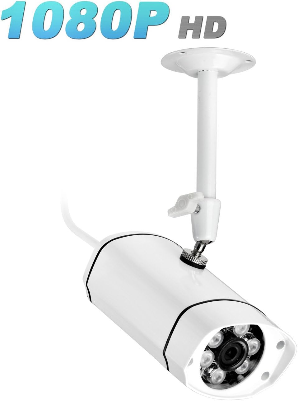 Security Surveillance IP Camera 1080P HD Bullet Micro SD Slot (Max 32GB, Not Included) Support ONVIF Web RTSP Stream IE Email Alarm Playback Motion Detection Outdoor Indoor IR Night Vision Ipccam