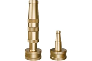 FONTOI Solid Garden Hose Nozzle Brass Hose Water Nozzle, 2/4" Heavy Duty, Hose Sprayer Nozzle with Adjustable Garden Hose Sprayer, Water High Pressure for Garden Hose 2 Pack