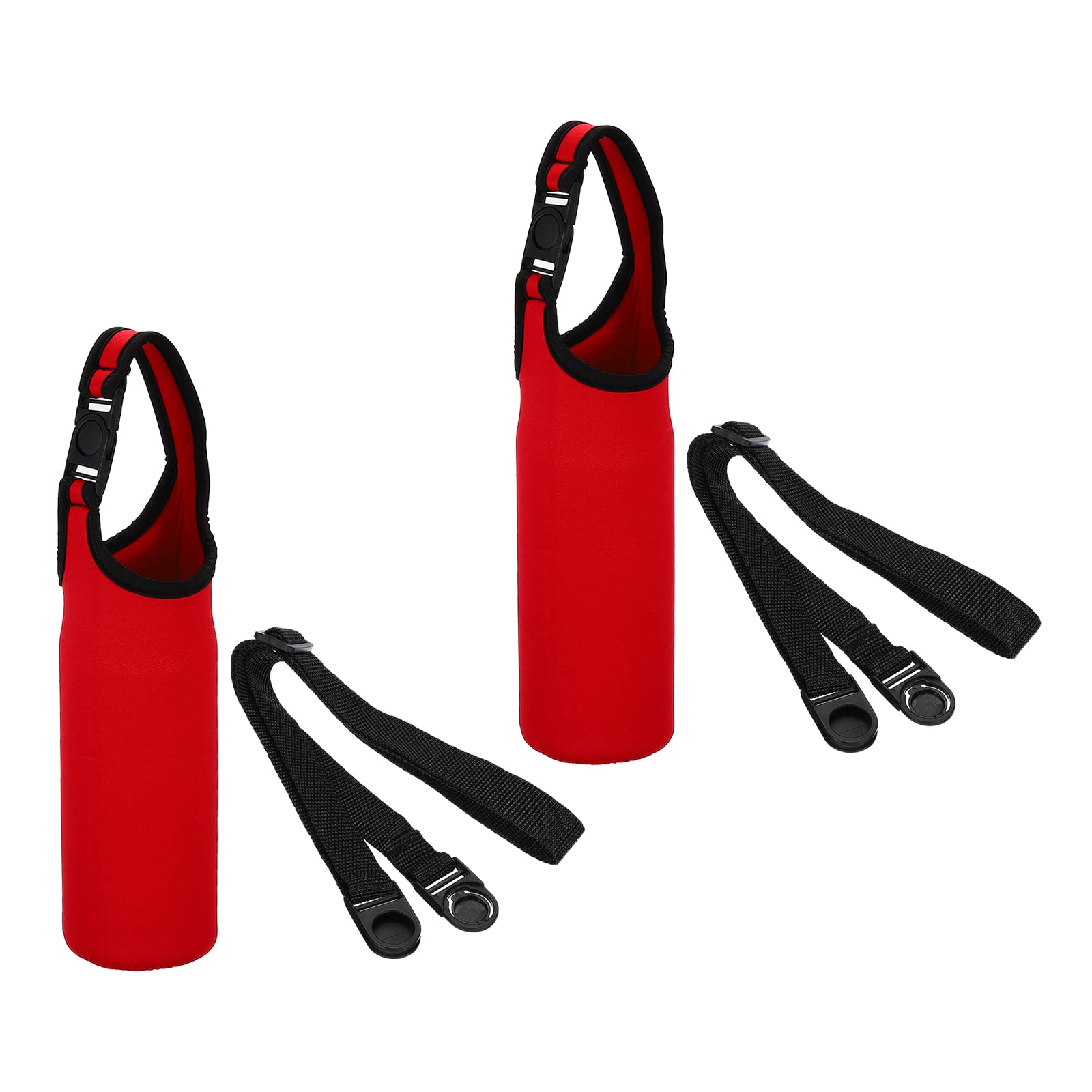 PATIKIL 67mmx185mm Water Bottle Sling Bag, 2 Pack Neoprene Portable Insulated Bottle Holder Carrier with Removable Adjustable Shoulder Strap, Red