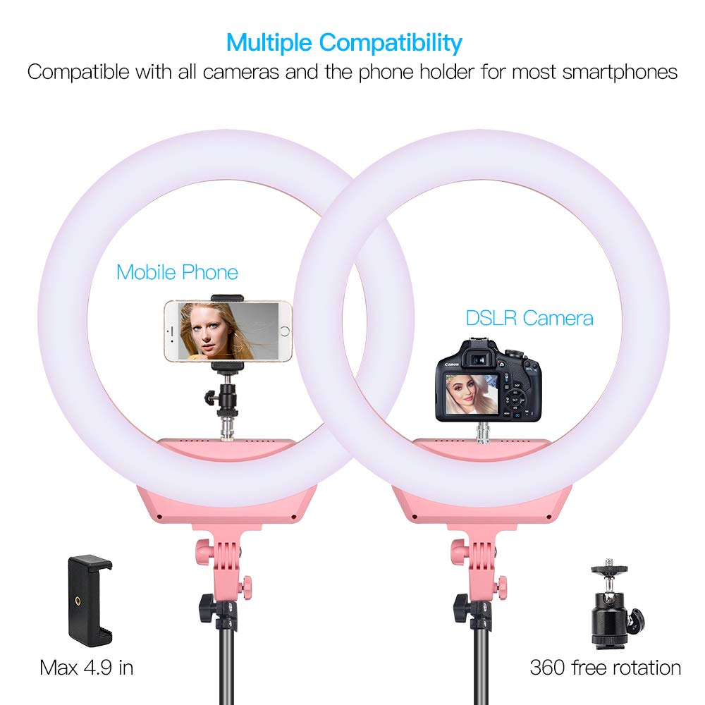 ZOMEI Ring Light Kit,16 inch Ring Light with Stand,LED Dimmable 50W Adjustable 3200-5500K Carrying Bag for Camera Smartphone, You Tube,Self-Portrait Shooting Good for Beauty Facial Make Up Live Stream