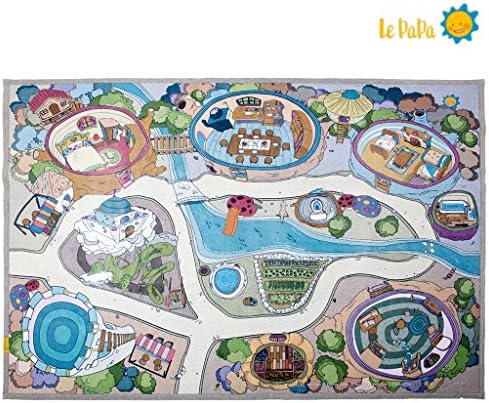 [LEPAPA] 78.7” x 55.1” Baby Kids Toddler Le Bonheur Microfiber Fairy Tale Lite Play Mat Carpet for Indoor and Outdoor Use, 3D Graphic, Interactive &amp; Complex Play