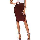 EXCHIC Women’s Pencil Skirt Bodycon Business Skirt Side Slit Hem
