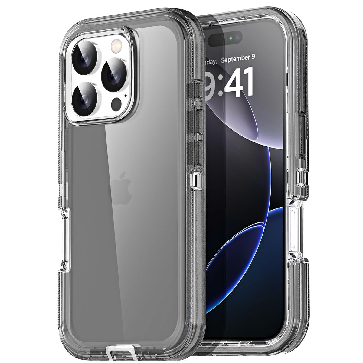 AICase for iPhone 16 Pro Max Case Clear 3 in 1 Heavy Duty Drop Protection Full Body Rugged Shockproof/Dust Proof Triple Layer Transparent Military Protective Tough Durable for iPhone 16 Pro Max 6.9"