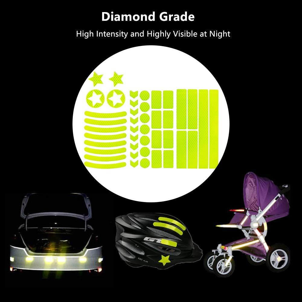 42Pcs Reflective Stickers,Self Adhesive Reflective Decal Stickers Bicycle Safety Warning Reflective Strip Tape Waterproof Fluorescent Reflective Tape for Motorcycle,Cars,Stroller,Helmet,Scooter - Image 4