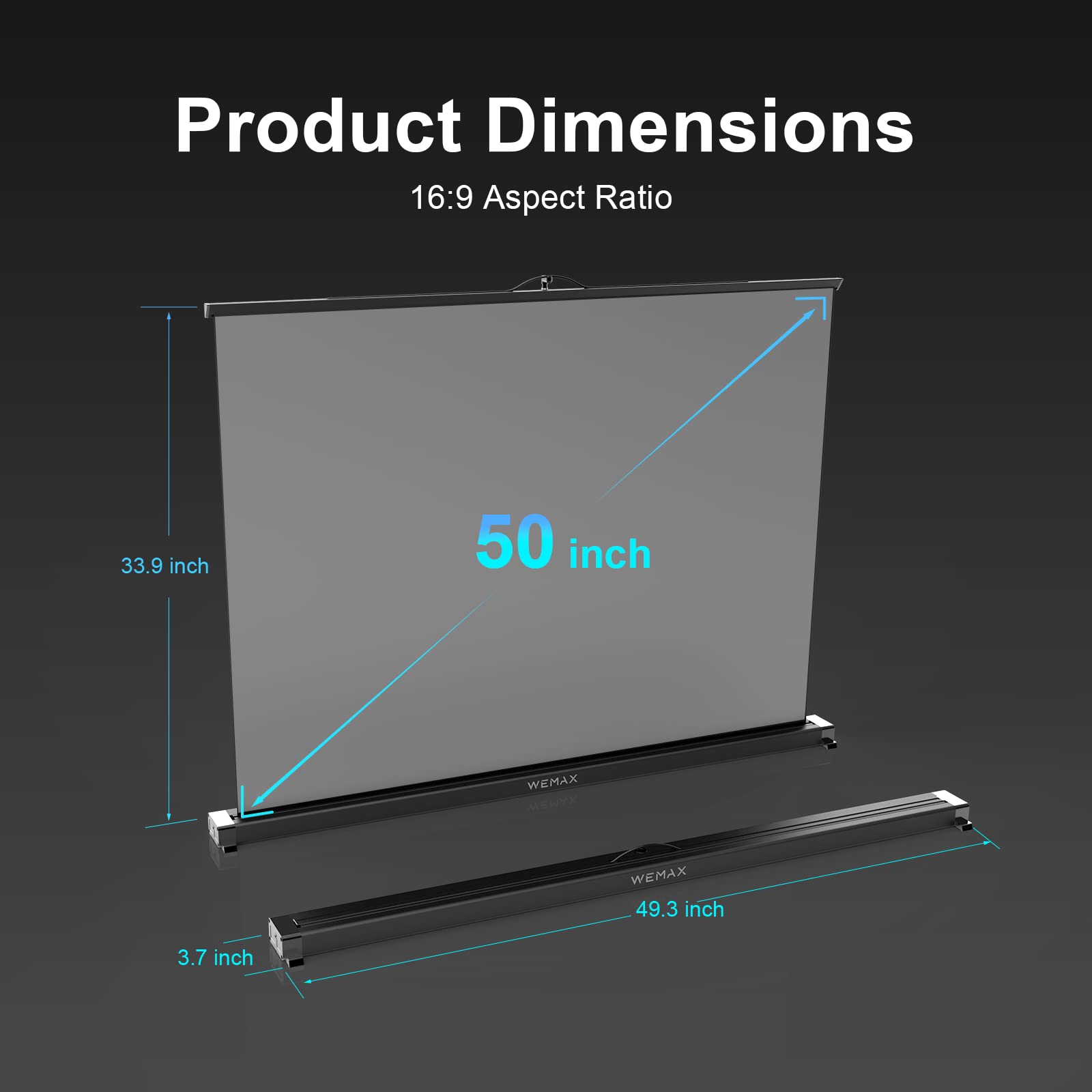 Mua WEMAX 50 inch ALR Portable Projector Screen, Small Mobile Tabletop ...