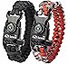 Paracord Bracelet K2-Peak – Survival Bracelets with Embedded Compass Whistle EDC Hiking Gear- Camping Gear Survival Gear Emergency Kit Black/Red 8.5