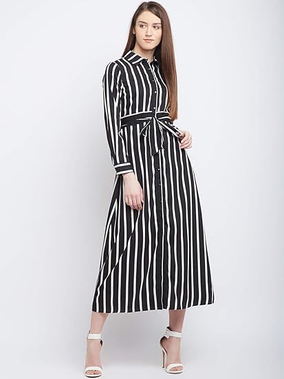 black and white striped maxi dress