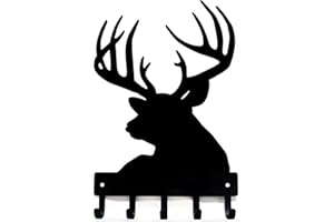 The Metal Peddler Buck Head Deer Key Rack Hanger - Small 6 inch Wide - Made in USA; Wall Mount Gift for Wildlife Lovers