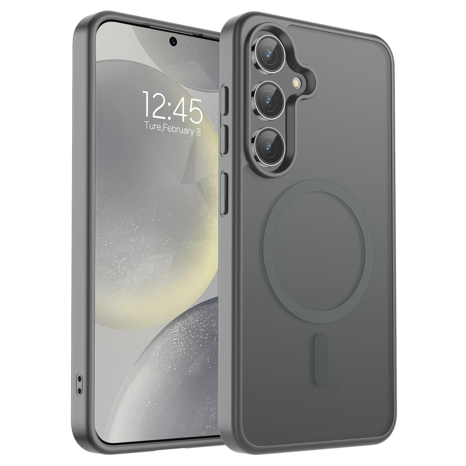 Photo 1 of SUPFINE Magnetic for Samsung Galaxy S24 Plus Case / S25 Plus Case(Compatible with MagSafe) (Military Grade Drop Protection) Slim Translucent Shockproof Phone Case,Titanium Gray