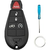 Replacement Key Fob Case Shell fit for Dodge Ram 1500 2500 3500 Journey Grand Caravan Charger Durango Challenger Magnum Keyless Entry Remote Key Fob Cover (5 Buttons)