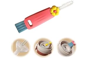 LIMVESO 3 in 1 Cup Lid Cleaning Brush, 2025 New Cup Lid Cleaner with Brush, Multifunctional Portable Crevice Cleaning Brush Set for Baby Bottle Gap Tight Spaces, Home Kitchen Cleaning Tools (Red)