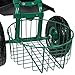 Sunnydaze Garden Cart with Wheels - Garden Stool on Wheels - Rolling Gardening Seat with Extendable Handle - Swivel Seat - Green