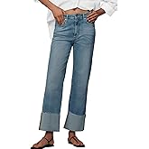 KUNMI Jeans for Women Wide Leg Baggy High Waist Boyfriends Straight Leg Stretchy Denim Pants Trendy Fall 2025