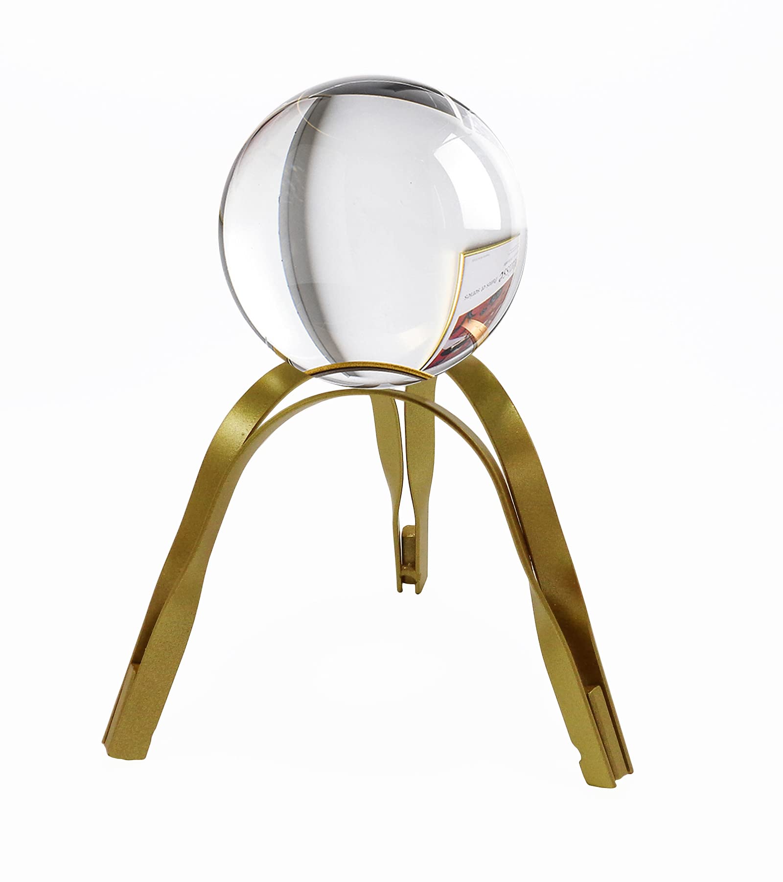 E-isata Crystal Ball with Gold Iron Stand Modern Abstract Art Decorative Ornaments for Living Room Bedroom TV Cabinet Crafts Gifts Office Home Decor (Arch)