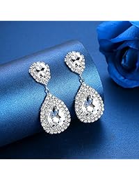 Mecresh - Pendientes de cristal austriaco para novia, transparente, dorado, azul, verde